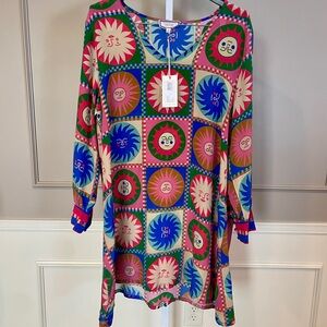 Johnny Was NWT XL Lionora Silk Swing Dress Sun Print STILL IN STORES $378 MSRP